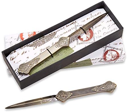 Nostalgic Impressions Decorative Letter Opener Paper Cutting Knife Premium Antiqued Metal for Envelopes with Vintage Detail 7” Long