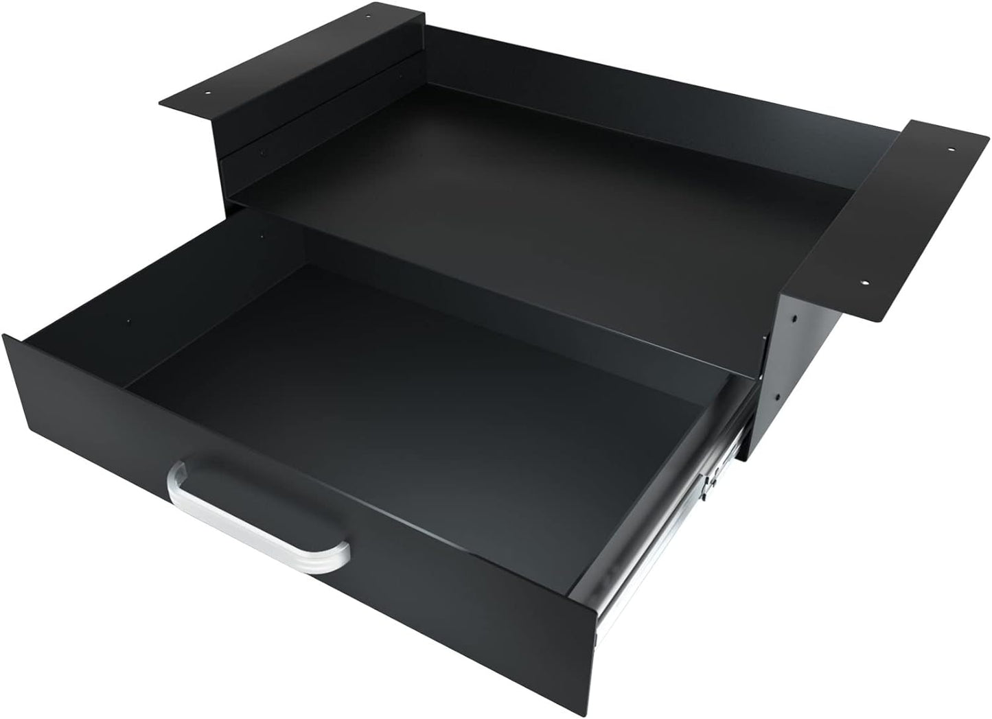GOME Under Desk Drawer Storage with Laptop/Book/Folders Shelf, Double Layer Easy Slide-Out Undermount Drawer Organizer with Ball Sliding Track for Home Office Sit-Stand Workstation