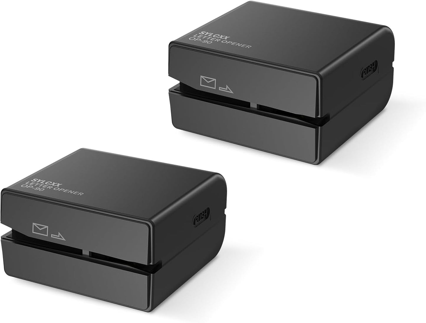 Battery Operated Electric Letter Opener - 2PCS Letter Openers Envelope Slitter, Envelope Opener, Mail Opener, Universal Envelope Efficient Letter Opener Tool for Office, Home (Black)