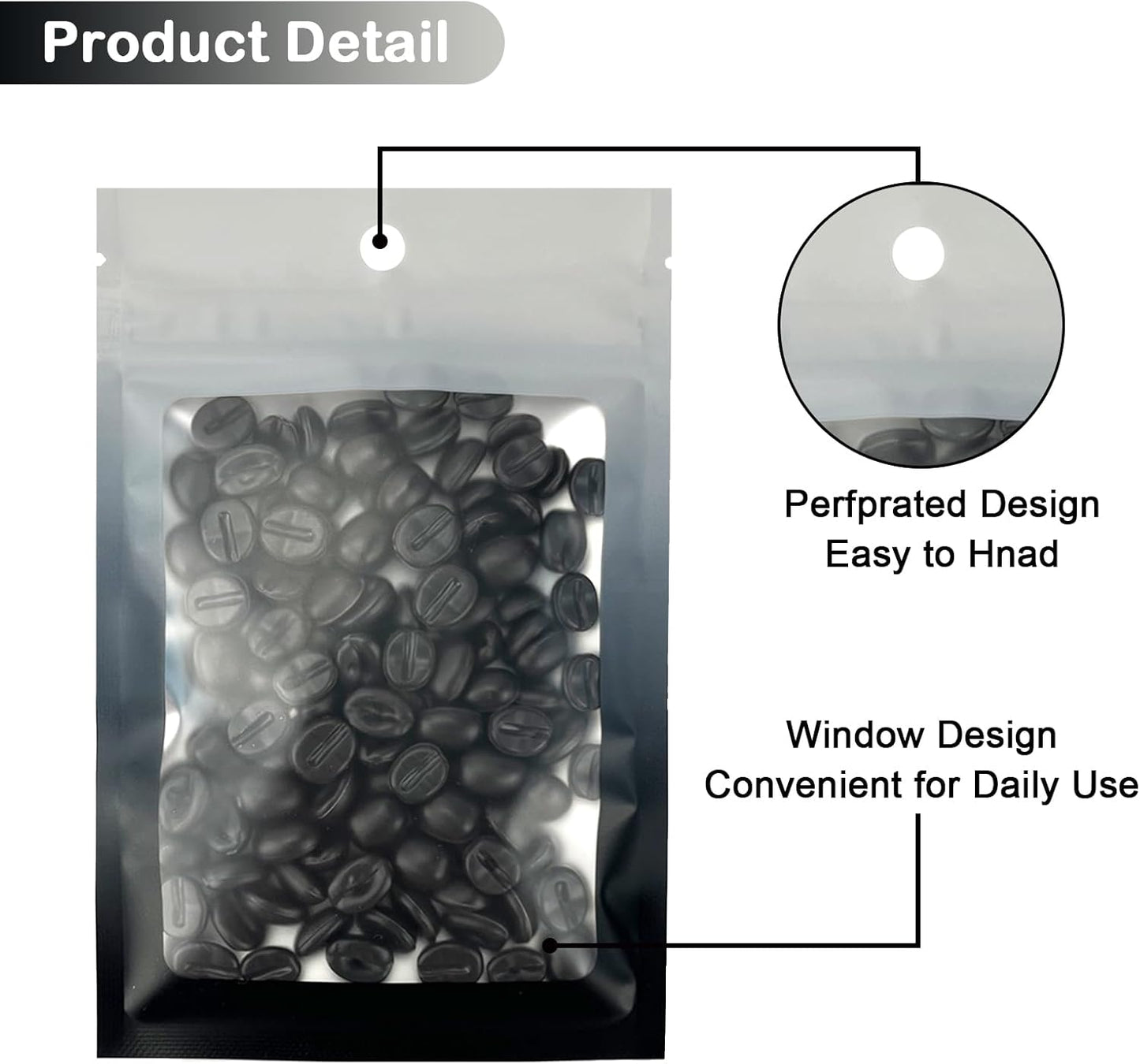 100 Pcs Resealable Mylar Bags, Gradient Color Food Storage Bags, Zip Bag Foil Bags Packaging Pouch for Food Storage, Sample, Small Business (Grey Black, 3.1 X 4.7 Inch)