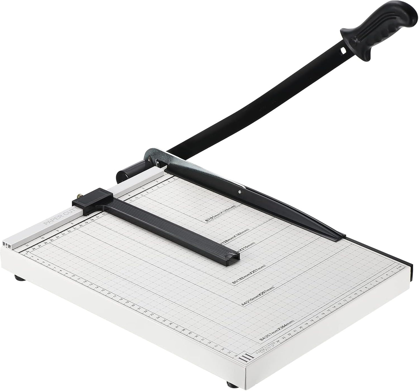 PATIKIL Paper Cutter B4 Stack Paper Trimmer for Cardstock, 15" Cutting Length, Guard Rail Paper Press Tool, Adjustable Guide, Metal Base, 12-Sheet Capacity, Paper Slicer for Office, Home