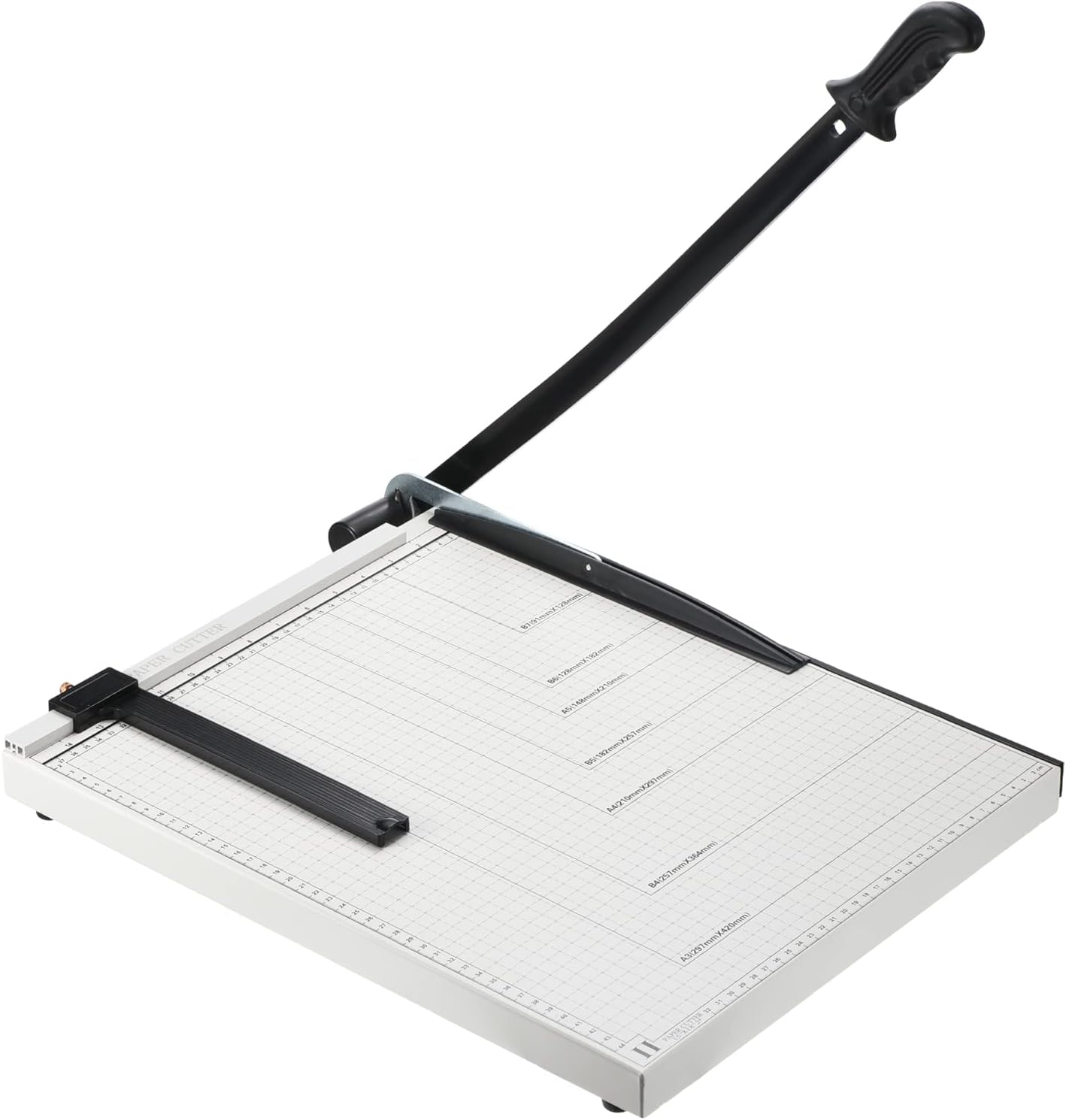 PATIKIL Paper Cutter A3 Stack Paper Trimmer for Cardstock, 18" Cutting Length, Guard Rail Paper Press Tool, Adjustable Guide, Metal Base, 12-Sheet Capacity, Paper Slicer for Office, Home