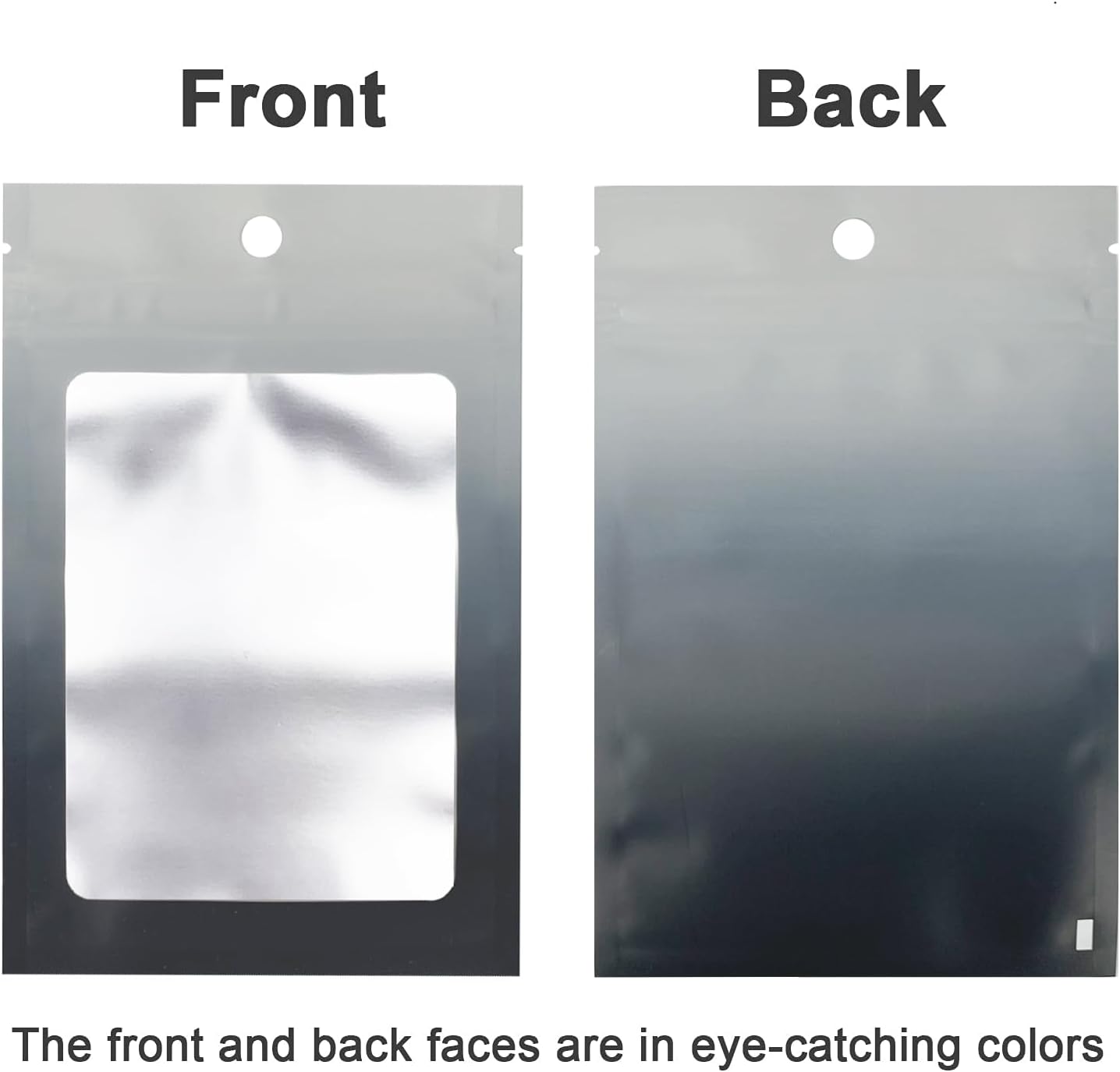 100 Pcs Resealable Mylar Bags, Gradient Color Food Storage Bags, Zip Bag Foil Bags Packaging Pouch for Food Storage, Sample, Small Business (Grey Black, 3.1 X 4.7 Inch)