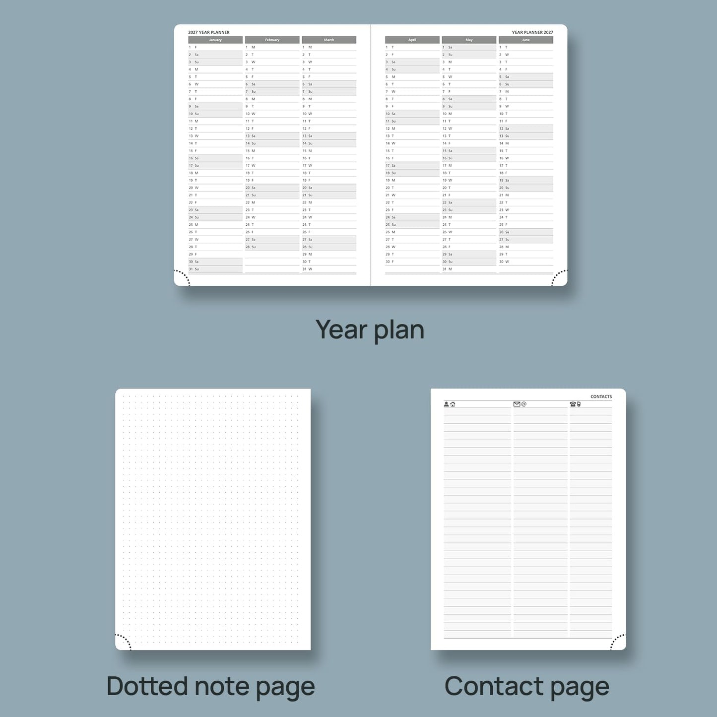 POPRUN Weekly Planner 2026 Calendar (Medium 6.75" x 8.75") 12 Months Notebook with Horizontal Layout, Leather Hardcover, Inner Pocket, 100GSM Thick Paper, Pen Holder - Lavender