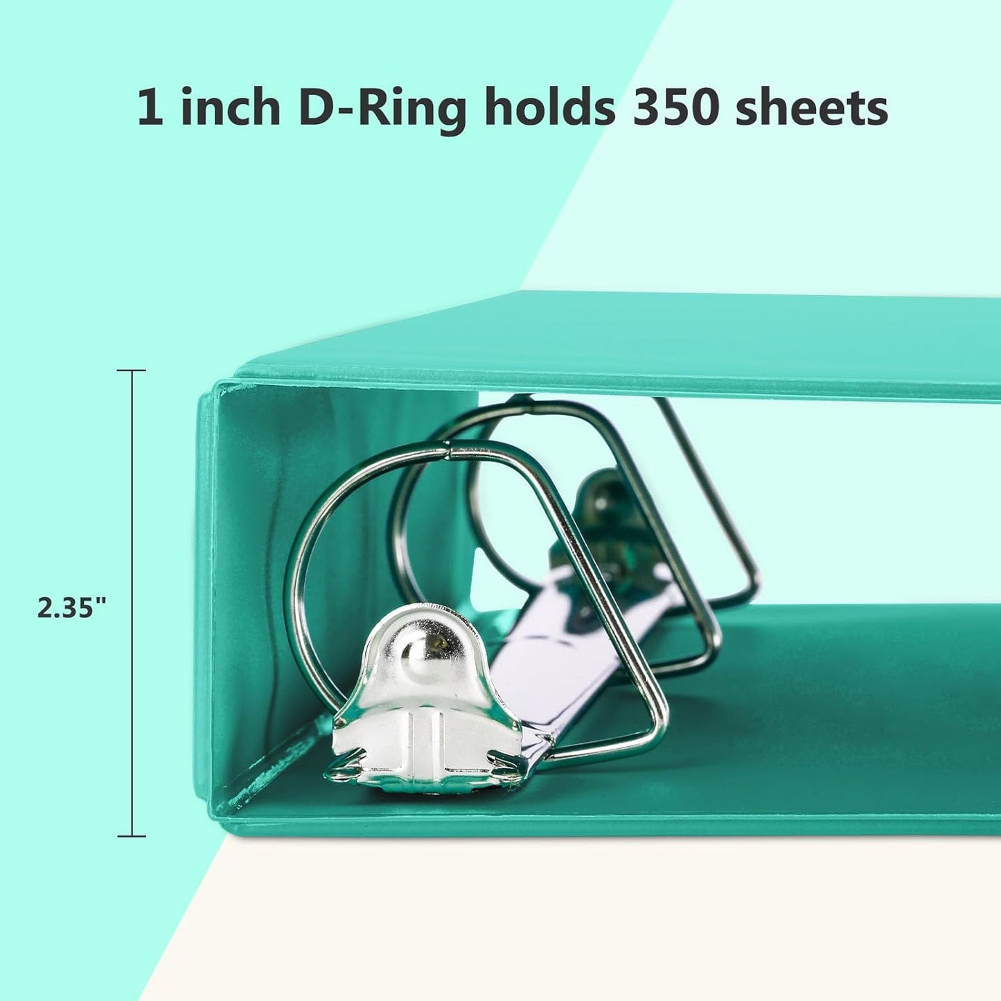 ViVin Sturdy 1.5 Inch 3 Ring Binder with Pockets, Slant-D Ring, PVC-Free, Customizable Clear View Binder,Holds 350 Sheets of 8.5" x 11" Paper, 6 Pack (Lake Green)