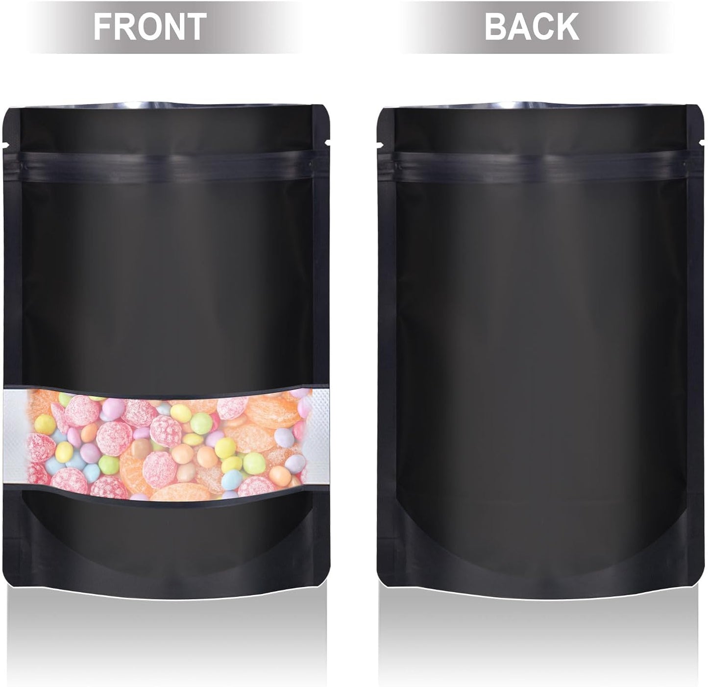 3.5"x5" 120pcs Mylar Bags for Food Storage,Smell Proof Bag with Matte Window Resealable Food Storage Bags for Small Business, Stand-up Foil Pouch Packaging Freeze Dried Candy Bag(Black)