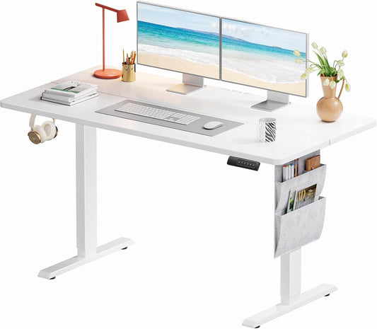 Marsail 55x28 Electric Standing Desk - Adjustable Height Computer Desk with Memory Presets, Storage Bag & Cable Management for Home Office & Gaming Workstations