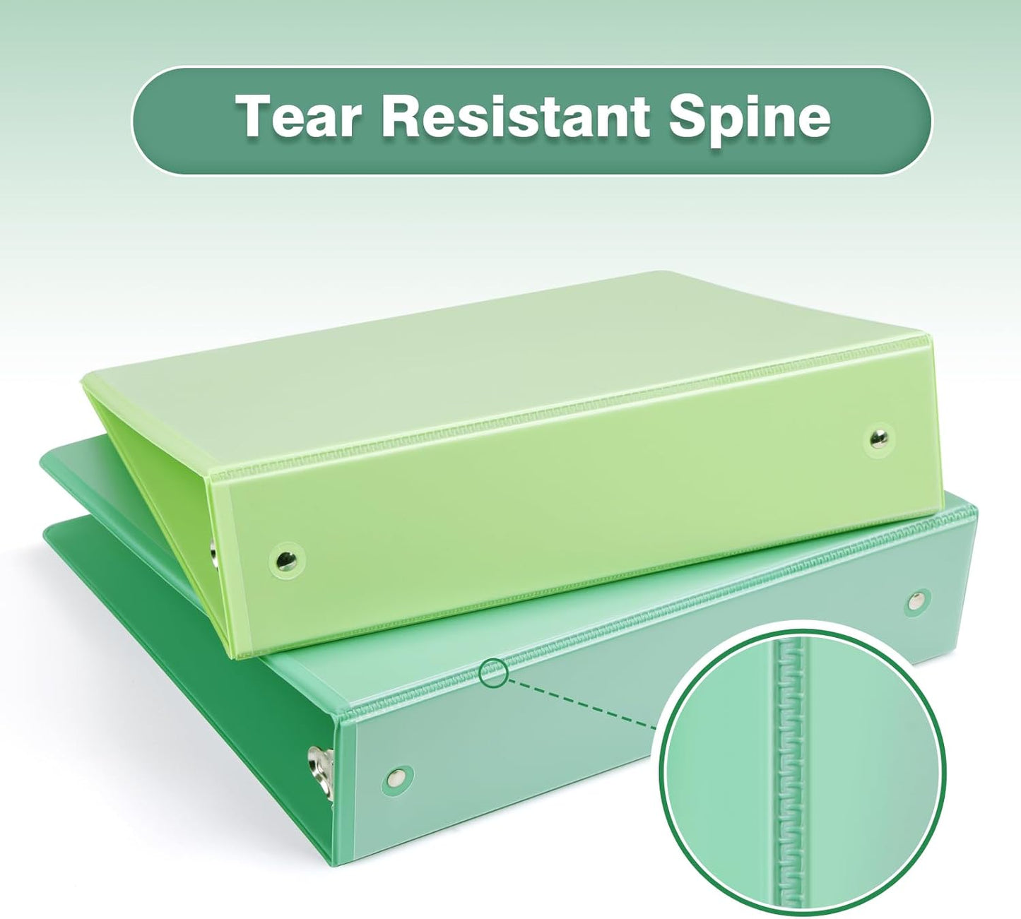 COMIX Standard 3 Ring Binder 2 inch with Clear View Cover, 2" Round Ring View Binder Holds 400 Sheets of US Letter Size Paper, 6 Pack (Sea Green)