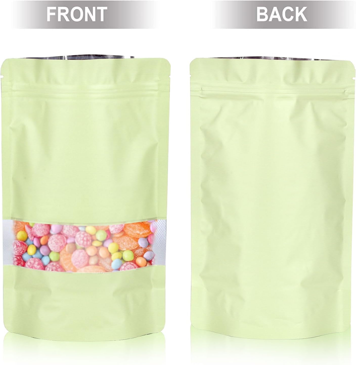 5.5"x7.8" 120pcs Mylar Bags for Food Storage,Smell Proof Bag with Matte Window Resealable Food Storage Bags for Small Business, Stand-up Foil Pouch Packaging Freeze Dried Candy Bag(Beige)