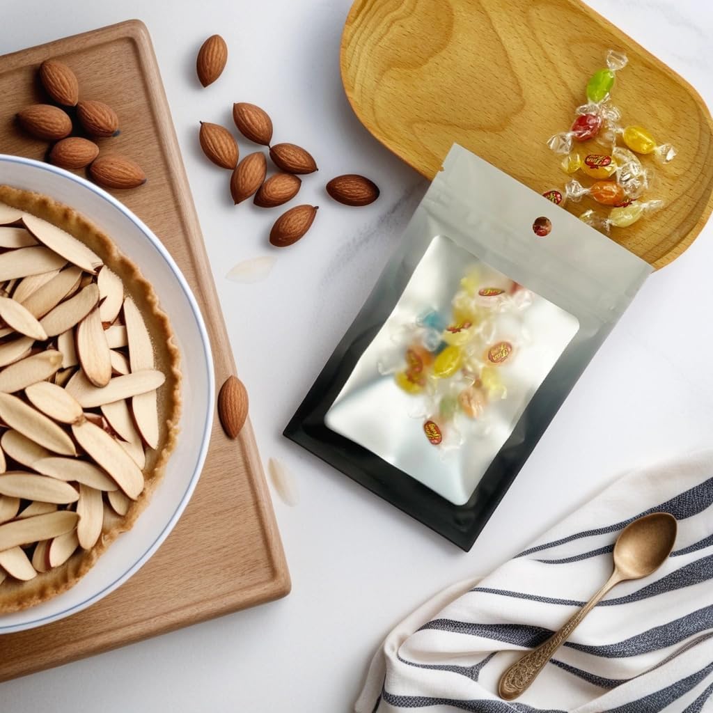 100 Pcs Resealable Mylar Bags, Gradient Color Food Storage Bags, Zip Bag Foil Bags Packaging Pouch for Food Storage, Sample, Small Business (Grey Black, 3.1 X 4.7 Inch)