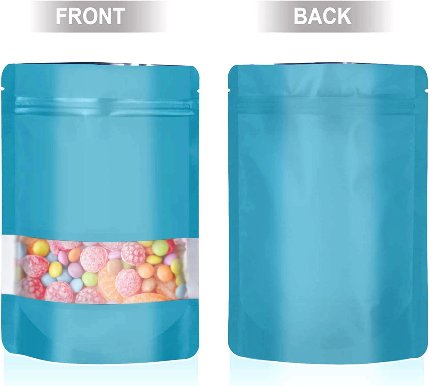 7.1"x10.2" 1 Quart 120pcs Mylar Bags for Food Storage,Smell Proof Bag with Matte Window Resealable Food Storage Bags for Small Business, Stand-up Foil Pouch Packaging Freeze Dried Candy Bag(Blue)