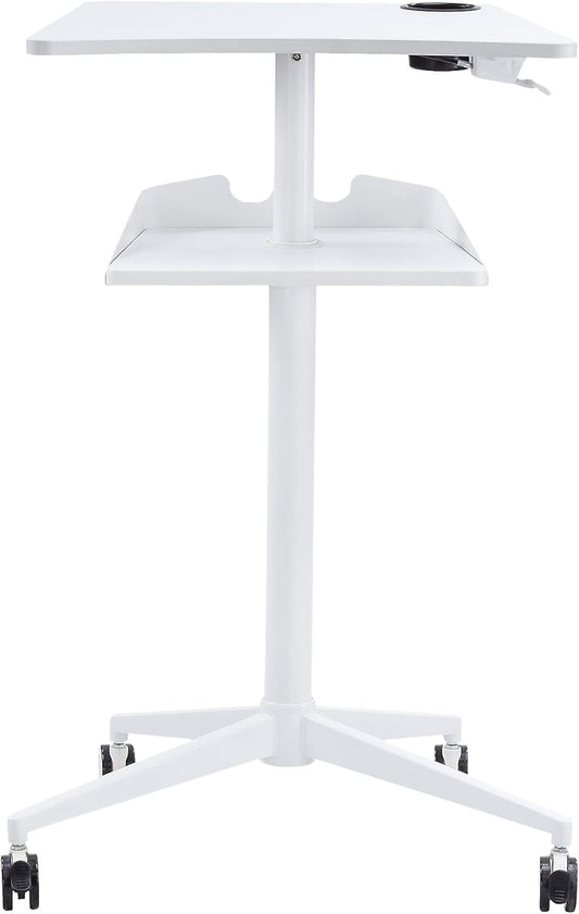 Safco 1944WH VUM Pneumatic Height-Adjustable Stand-Up Mobile Laptop Computer Workstation, Mobile Computer Cart, 22.875" D x 30.75" W x 48.25" H