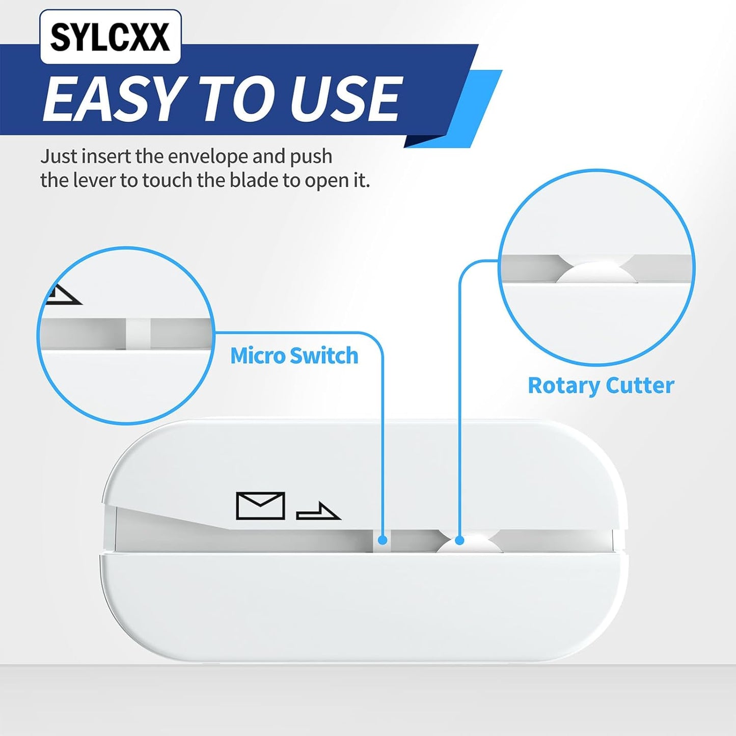 Rechargeable Electric Letter Opener - Letter Openers Envelope Slitter, Electric Envelope Opener, Mail Opener, Universal Envelope Efficient Letter Opener Tool for Office, Home (White)