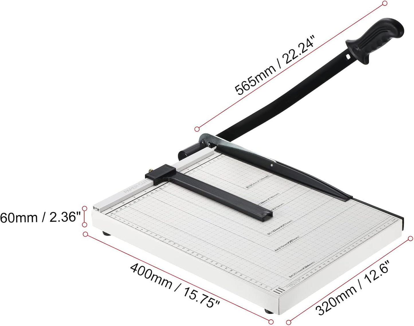 PATIKIL Paper Cutter B4 Stack Paper Trimmer for Cardstock, 15" Cutting Length, Guard Rail Paper Press Tool, Adjustable Guide, Metal Base, 12-Sheet Capacity, Paper Slicer for Office, Home