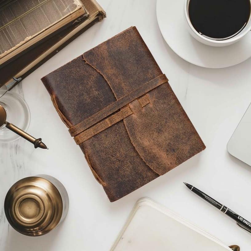 LEATHER VILLAGE Vintage Leather Journal 6"x4" - Brown | 240 Lined Pages | Rustic Notebook for Travel, Office & Personal Use | Handmade College Ruled Diary for Men & Women