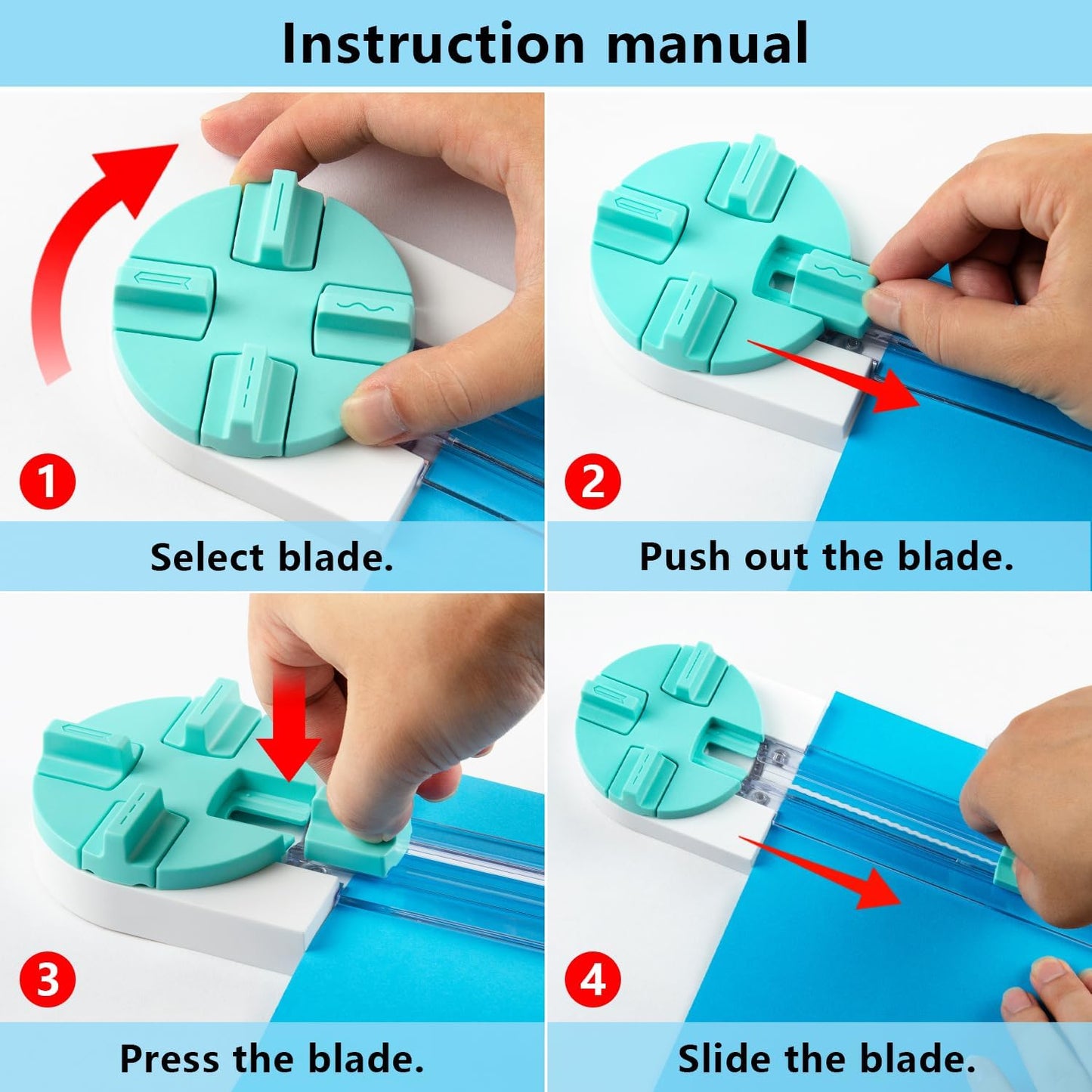 Paper Trimmer Craft Paper Cutter: 4 Style Multi-Function Scrapbooking Tool with Dial Blades of Straight,Wave,Dotted,Perforated,Creasing for Cutting Paper,Coupons,Photos,Postcards,Scrapbook,Card