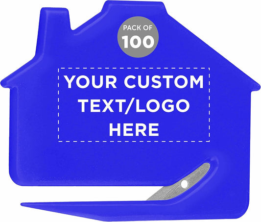 Custom House Letter Openers Set of 100, Personalized Bulk Pack - Perfect for Home or Office - Blue