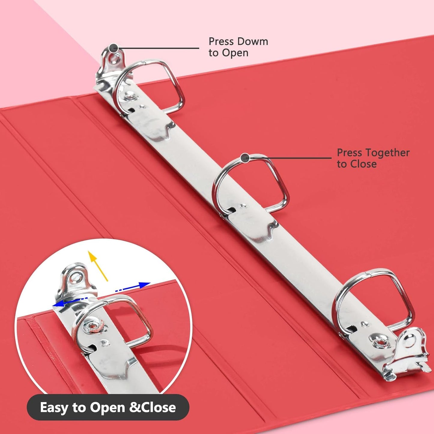 ViVin Durable 1 Inch D Ring Binders, 3 Ring Binders with 2 Pockets, Hold 225 Sheets of US Letter Size Paper - 6 Pack (Assorted)