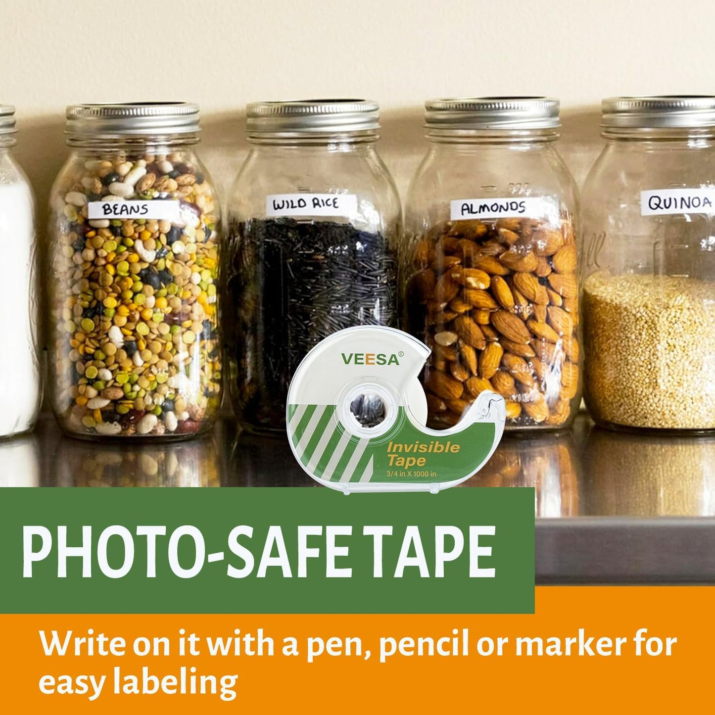 VEESA 12 Rolls Invisible Tape with Dispenser, 3/4 x1000 Inches, Gift Wrapping Tape for Label & Mend, Classroom, Office, School Supplies