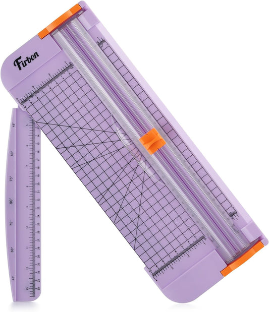Firbon Purple A4 Paper Cutter, 12 Inch Titanium Straight Paper Trimmer with Side Ruler for Scrapbooking Craft, Paper, Coupon, Label, Cardstock