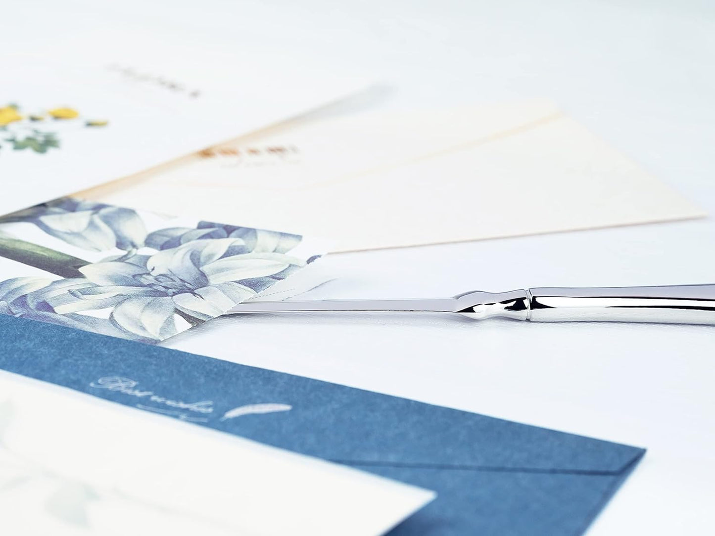 Silvery Letter Opener, Envelope Opener Knife Metal Letter Opening Knife, Paul Revere Paper Cutting Knife, 9 inches (2 Pack)