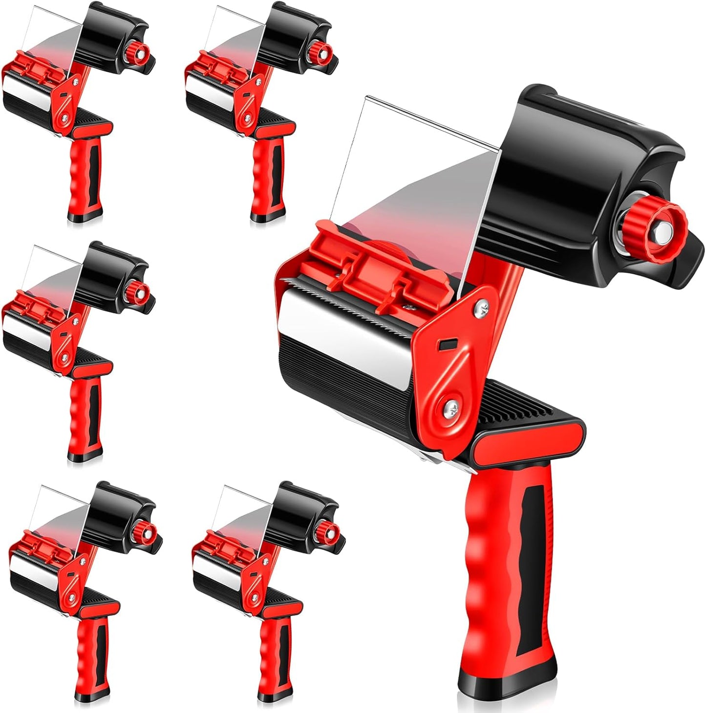 Hicarer 6 Pcs 3 Inch Packing Tape Gun Heavy Duty Tape Dispenser Non Slip Silicone Handle Portable for Shipping, Moving, Carton and Box Sealing