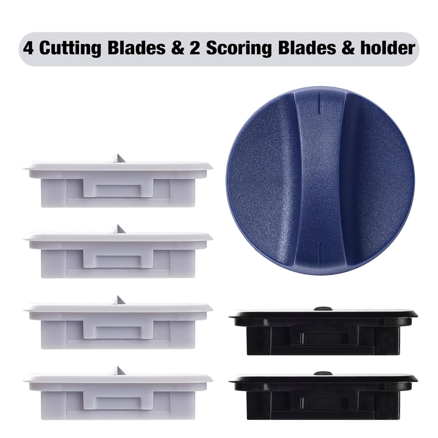Likart 6-Pack Paper Cutter Replacement Blades kit,Portable Trimmer Cutting Blades Compatible for Portable Trimmer/Basic Trimmer/Roll Holder,4 Cutting Blades & 2 Scoring Blades with a Holder,Blue