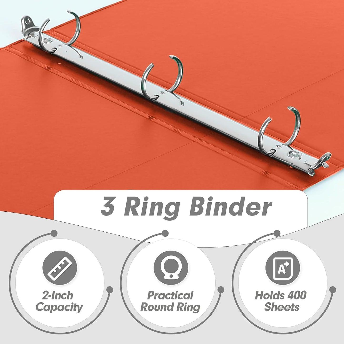 3 Ring Binder 2 Inch, PANDRI 6 Pack 2-Inch Binder Fits Letter Size 8.5'' x 11'' Paper, Versatile Binders for Office Home School, 2 Pockets, Assorted 6 Color