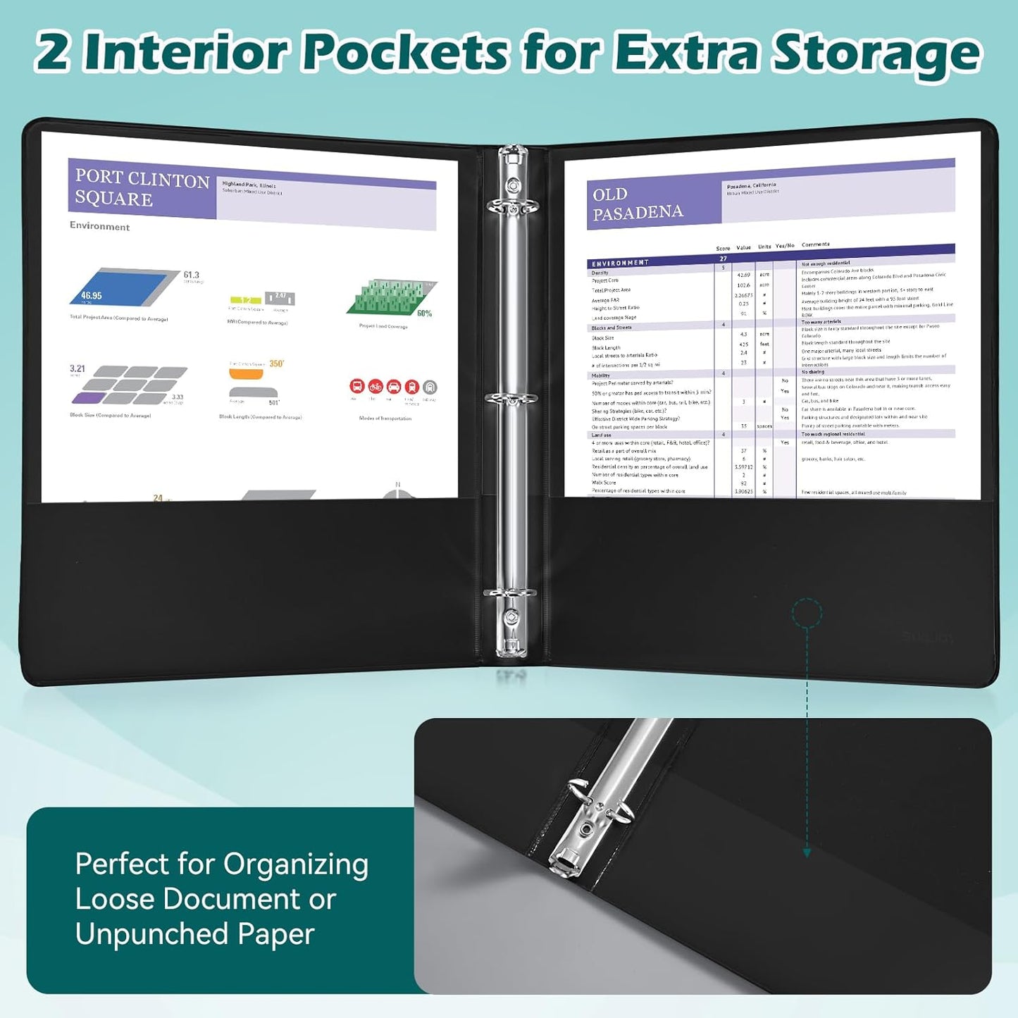 3 Ring Binder 1 Inch 12 Pack, 1" Clear View Round-Ring-Binder, PVC-Free,Holds for 200 Sheets 8.5" x 11" US Letter Size Paper, Durable Black Binders Perfect for Office,School and Home