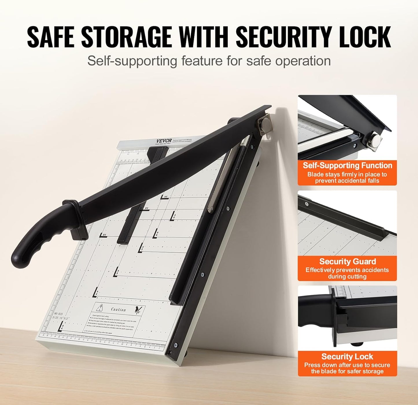 VEVOR Paper Cutter, Guillotine Trimmer, 15" Cut Length, 16 Sheets Capacity, Heavy Duty Guillotine Paper Cutter with Guard Rail/Blade Lock for Cardstock/Cardboard, Paper Trimmer for Home Office School