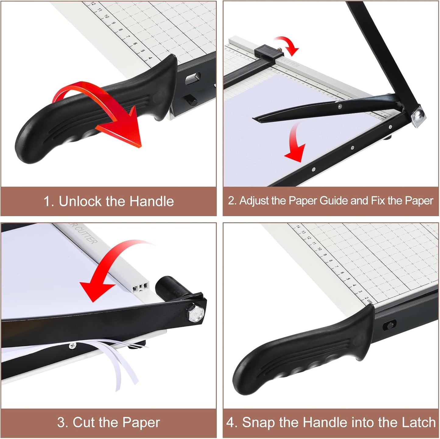 PATIKIL Paper Cutter A3 Stack Paper Trimmer for Cardstock, 18" Cutting Length, Guard Rail Paper Press Tool, Adjustable Guide, Metal Base, 12-Sheet Capacity, Paper Slicer for Office, Home