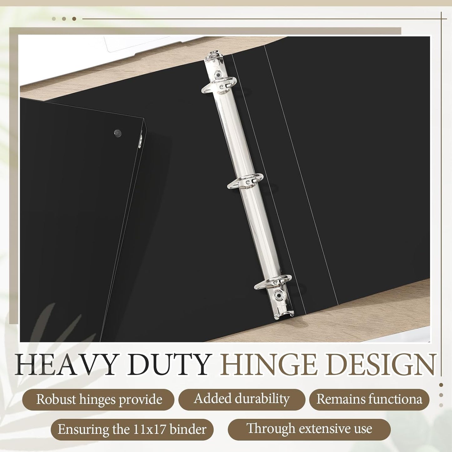 8 Pcs 11 x 17 Inch 3 Ring Binders 1 Inch Rings Heavy Duty View D Ring Binders Economy Holds 11" x 17" Paper for Artwork Blueprints, Office, Home, Work Places(Black)