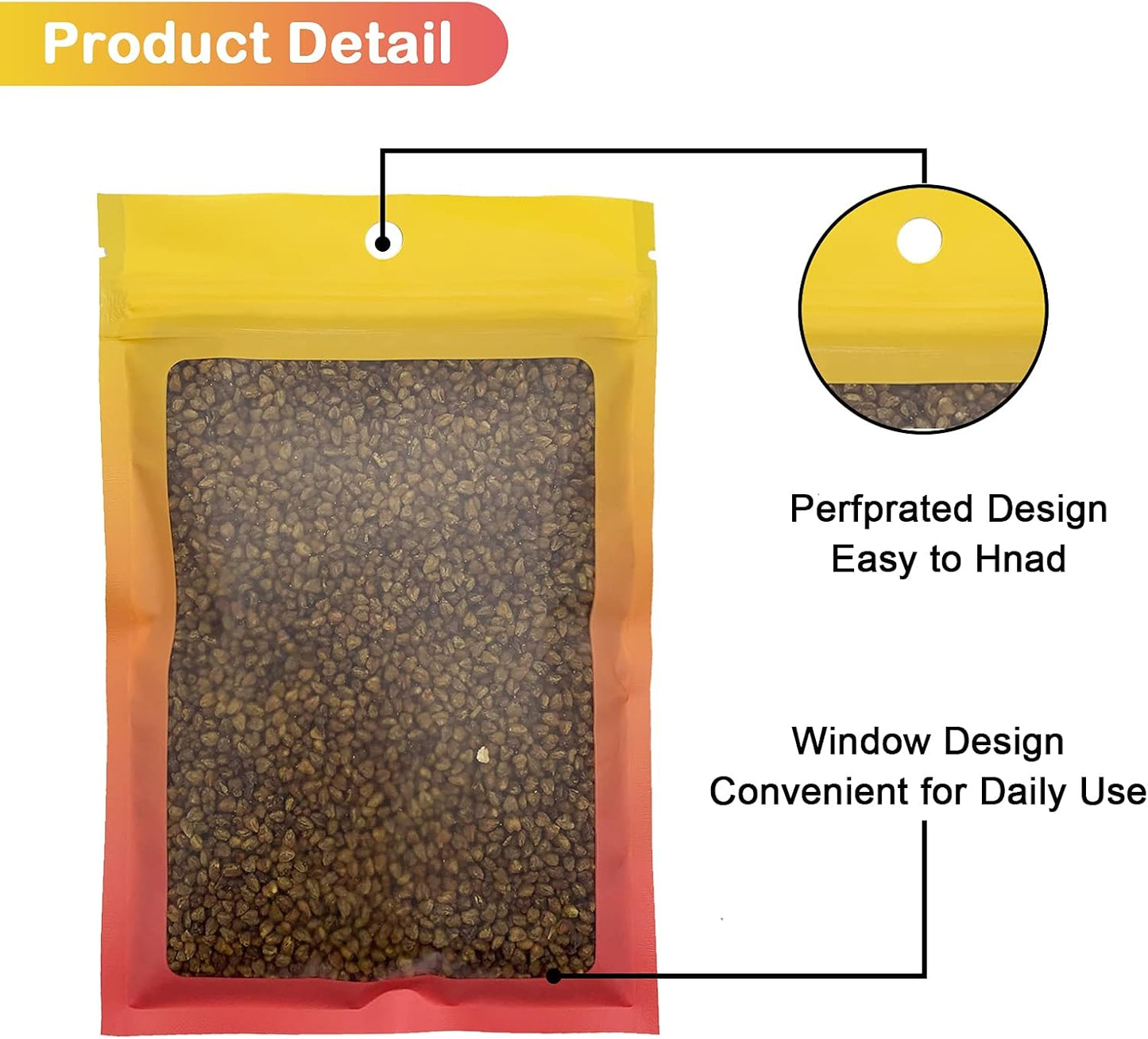 100 Pcs Resealable Mylar Bags, Gradient Color Food Storage Bags, Zip Bag Foil Bags Packaging Pouch for Food Storage, Sample, Small Business (Yellow Orange, 2.7 X 3.9 Inch)