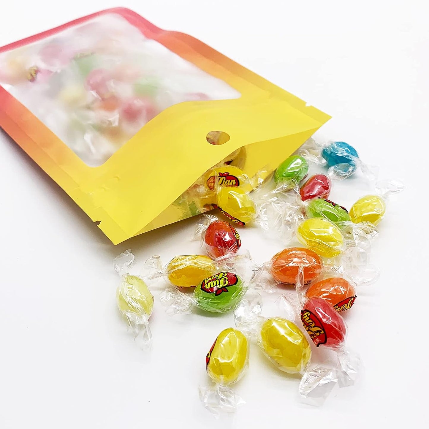 100 Pcs Resealable Mylar Bags, Gradient Color Food Storage Bags, Zip Bag Foil Bags Packaging Pouch for Food Storage, Sample, Small Business (Yellow Orange, 5.9 X 8.6 Inch)