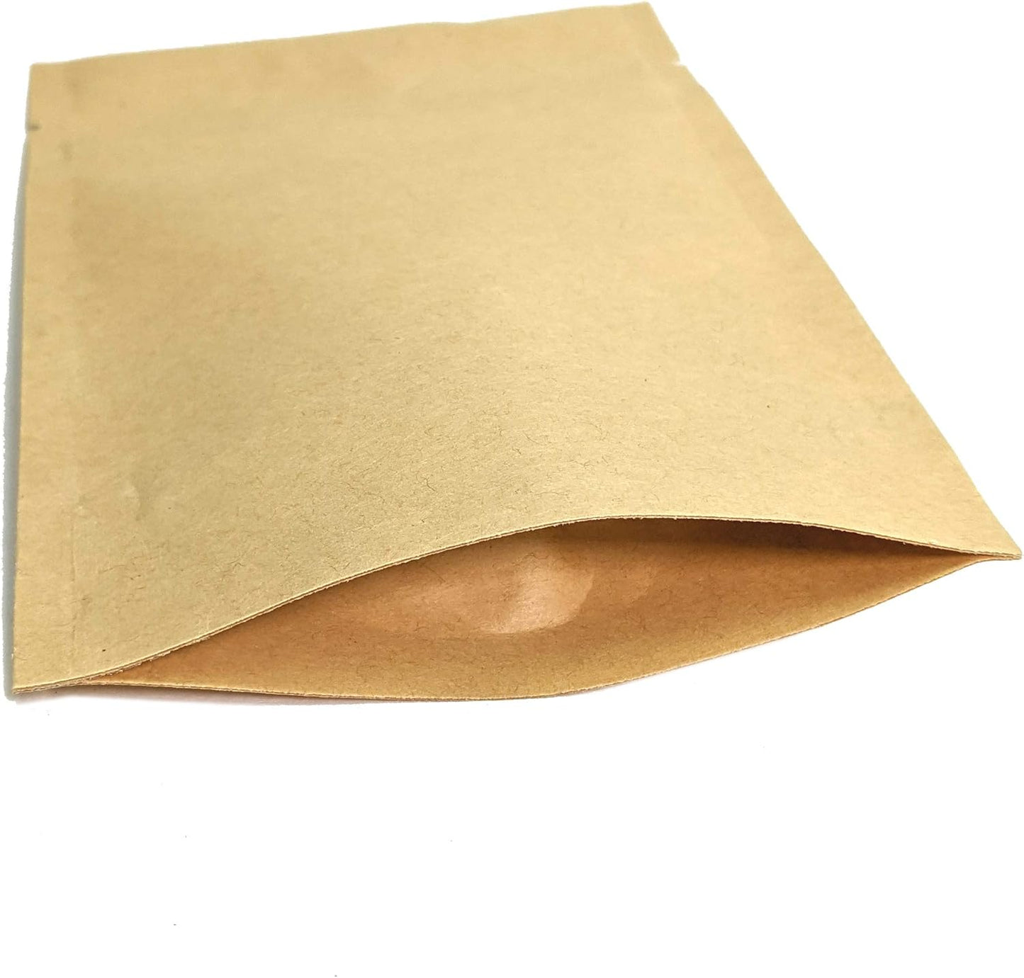 2 oz Stand up Zipper Pouch Bag - FDA and USDA Compliant Heavy Barrier 4X6X2 Inch (100, Natural Kraft)