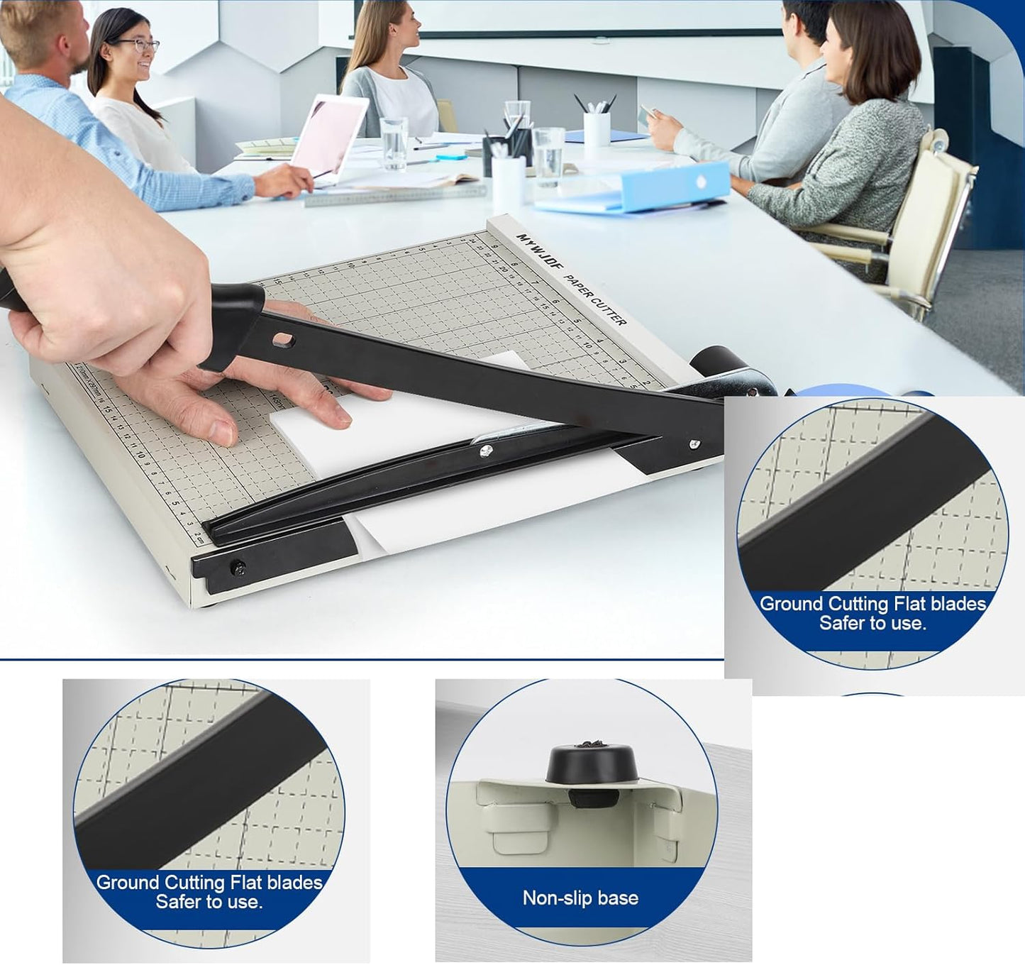 Paper Cutter Guillotine Paper Cutter Paper Trimmer Paper Cutter with 8 Sheet Capacity Paper Slicer with SafetyGuard and Blade Lock, Paper Cutter Slicer for Office Home School Gray