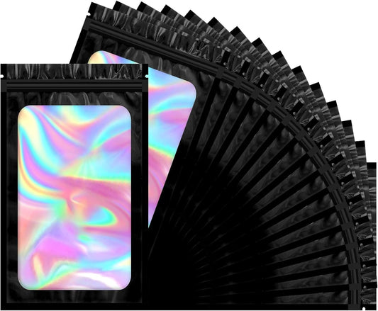 Mylar Bags, 100 PCS Packaging Bags, Small Bag Smell Proof Bag with Clear Window Black (2.4x3.9 Inch)