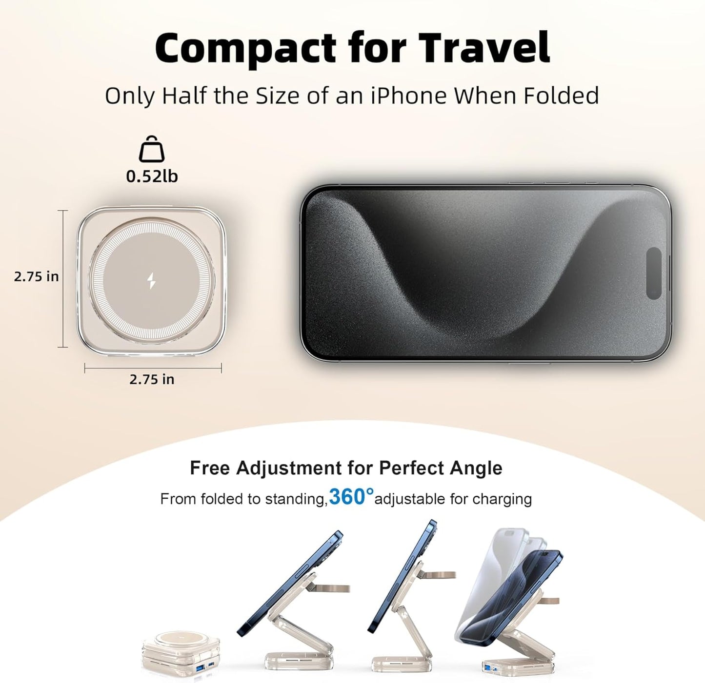 5-in-1 Wireless Charger for MagSafe, AC ISLAND Portable Travel Charging Station, 15W Max Fast Foldable Magnetic Stand, Evolved for iPhone 17/16/15/14/13 Series, Apple Watch, AirPods (with 35W Adapter)