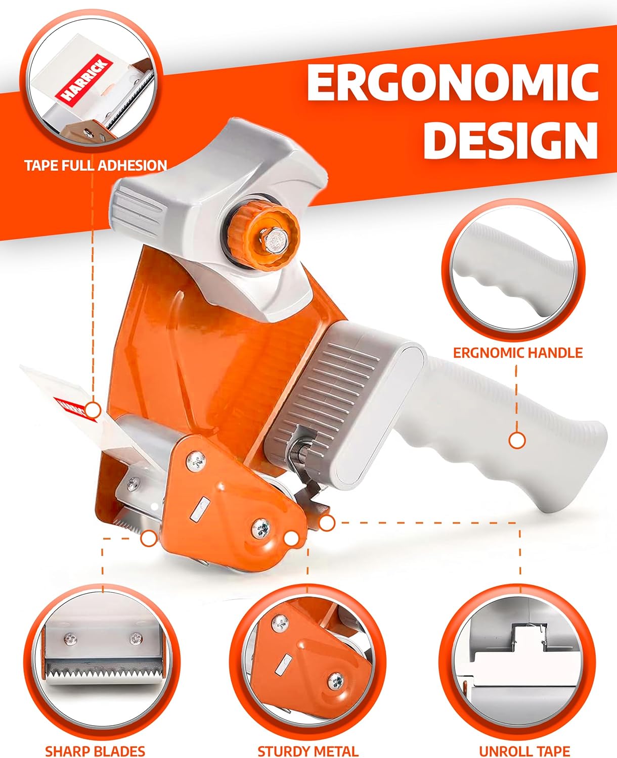 Clear Packing Tape 1.88 inch - Metal Package Tape for Home & Office - Strong & Durable Shipping Packaging Tape - Clear Packaging Tape Dispenser Heavy Duty - 2 Roll / 1 Tape Gun / 109 Yards