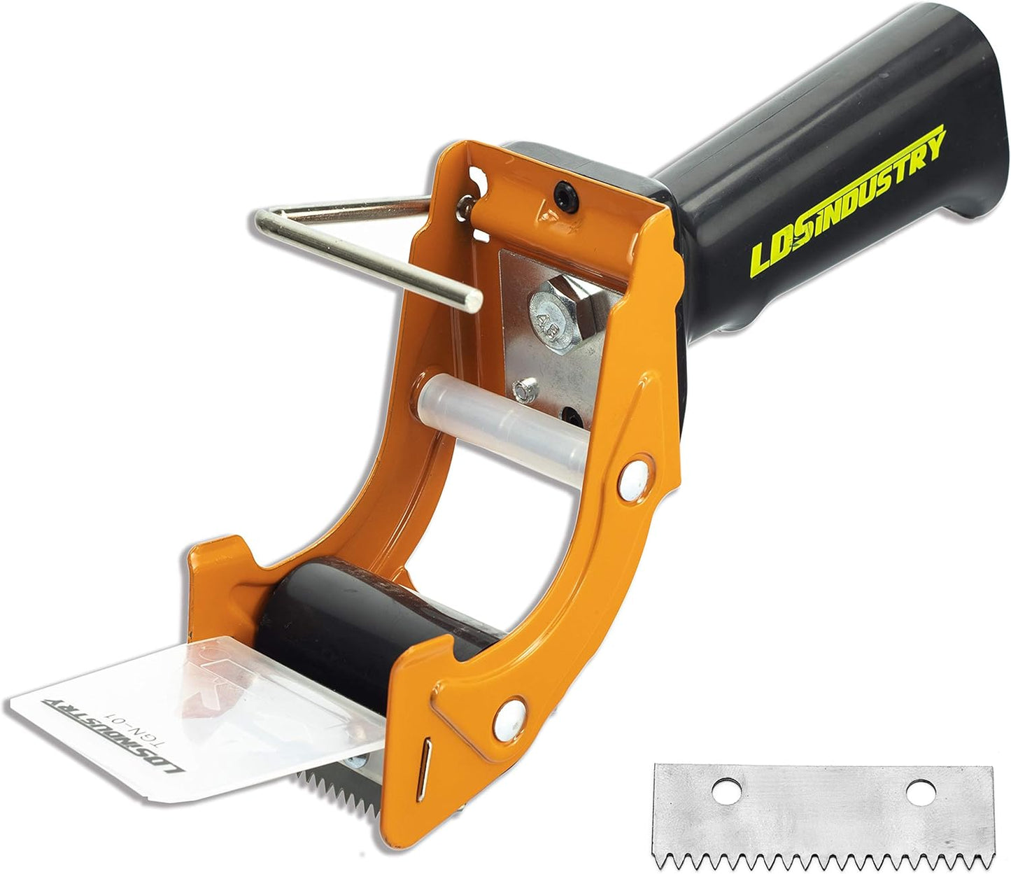 Rapid-Replace Packing Tape Dispenser Gun with Extra Blade by LDS Industry, 2 in (50mm) Lightweight Ergonomic Industrial Handheld Heavy Duty Tape Cutter for Carton, Packaging and Box Sealing, Orange