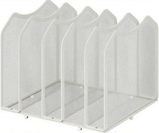 Simple Trending Mesh Desktop File Sorter Organizer, 5-Section Bookshelf for Desk Home Office, White