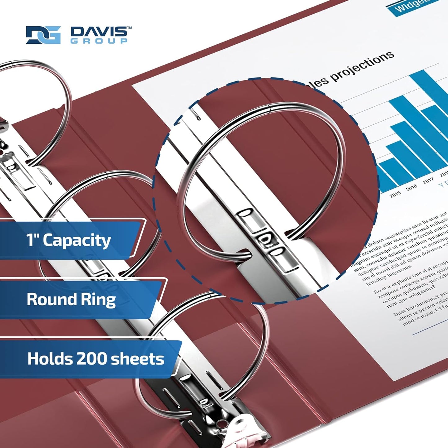 Premium Economy 6-Pack 3-Ring Binders for School or Office, Round-Ring Binders, 1 Inch, Burgundy