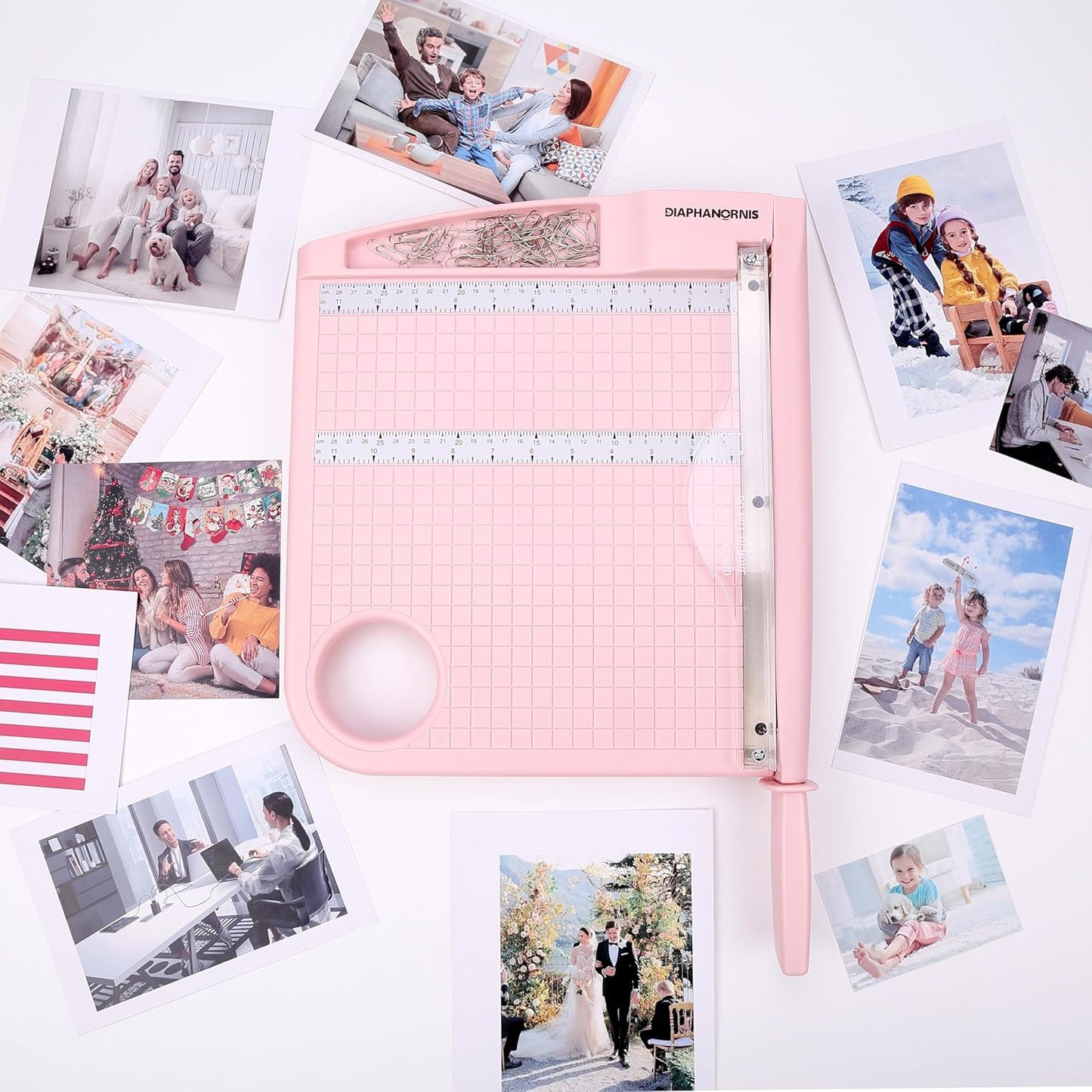 Paper Cutter,Paper Trimmer12 Cutting Length Heavy Duty Guillotine Paper Slicer with Safety Guard and Blade Lock,12 Sheets Capacity,Ideal for Offices,Homes,Printing Shops,Photo Studios (13079PINK)