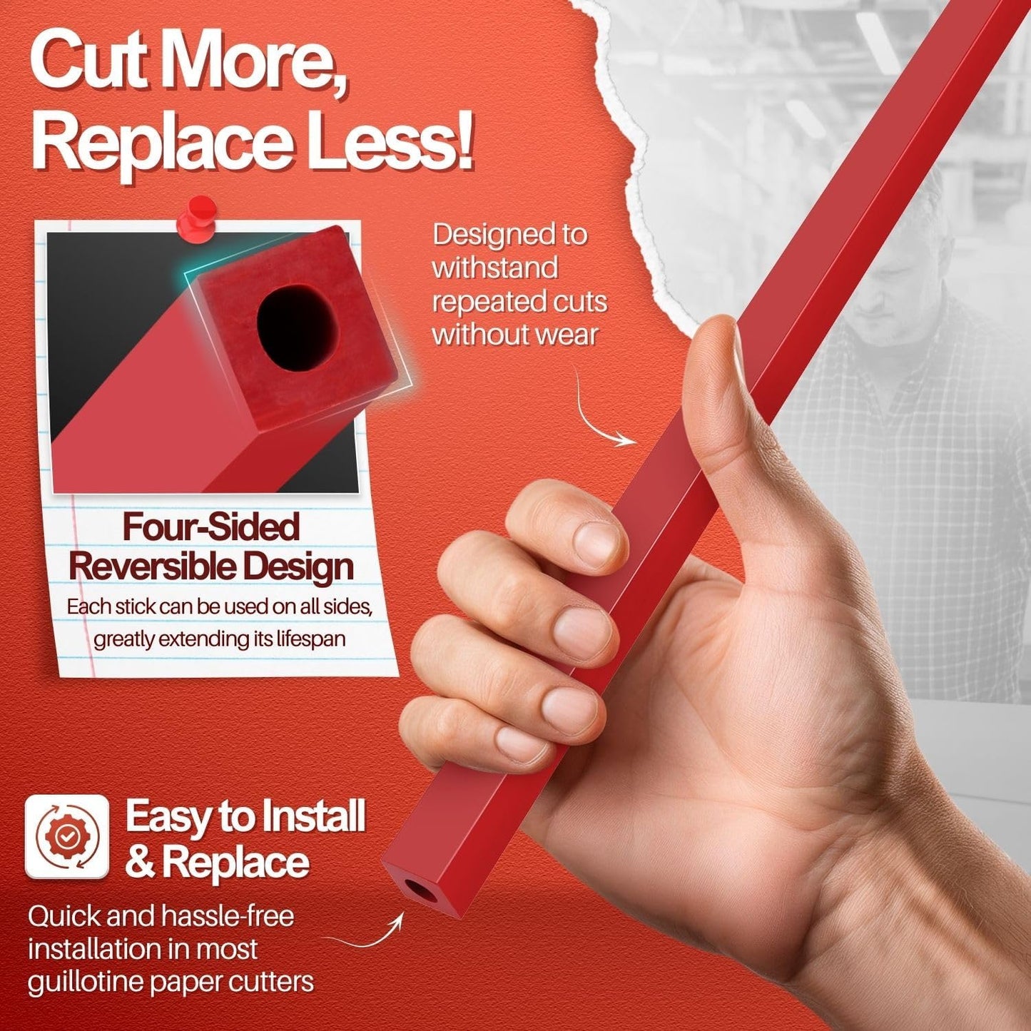 Flexzion 17" A3 Cutting Stick Replacement, Stack Paper Cutter Trimmer Blade Rubber Pad for Heavy Duty Professional Industrial Guillotine Stack Desktop, 17 inch Trimming Machine Accessories Parts