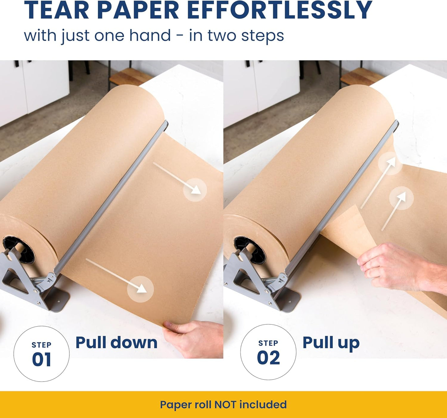DIY Crew 12 Inch Paper Roll Dispenser and Cutter - Heavy-Duty Wall Mountable, Non Slip Tabletop - Kraft, Freezer, Butcher Paper - Up to 1000ft Rolls