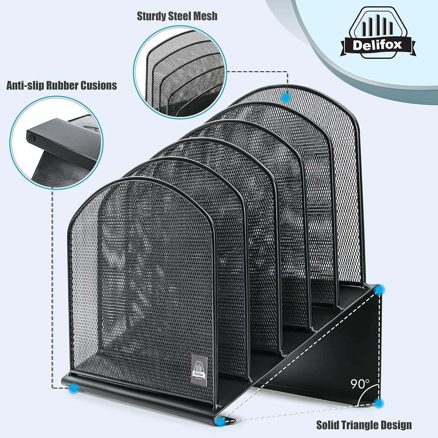 2 Pack Inclined Desk File Organizer, 5 Slot Desktop File Folder Holder Document Holder Sorter Organization and Accessories for Office School Classroom