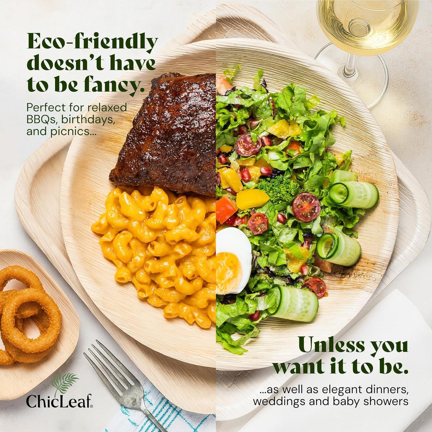 Chic Leaf Palm Leaf Compostable Plates Disposable - 6" Square, 50 Pack - Heavy-Duty Biodegradable, Disposable Party Bamboo Appetizer Plates - Party Serving Supplies