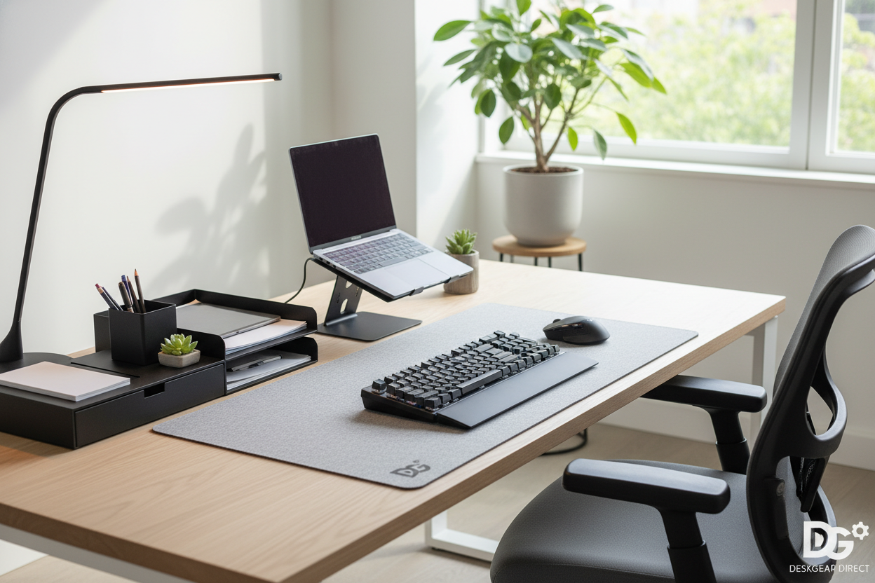 At DeskGear Direct, we are dedicated to helping you create a workspace that boosts productivity, organization, and comfort. We understand that a well-equipped desk is more than just furniture—it’s the foundation for your success. That’s why we provide high-quality office supplies and innovative solutions tailored for professionals, remote workers, and creative minds alike. (make it real photo)